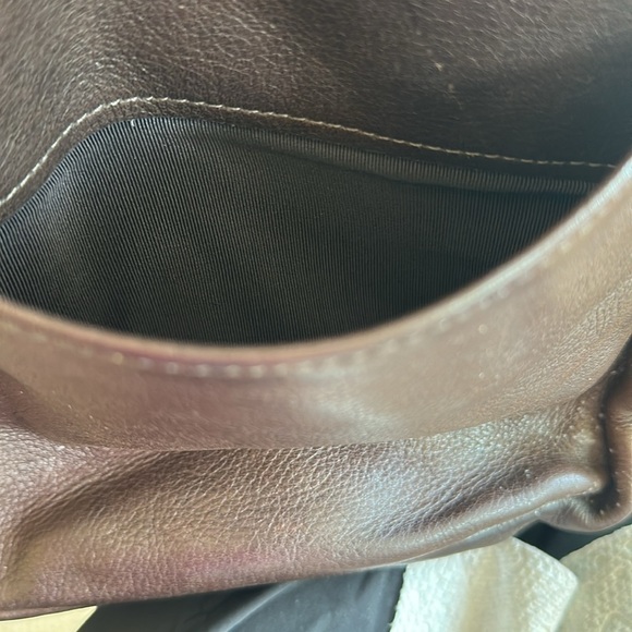 Vintage Sven Handbag Brown Leather Crossbody Bag with Leopard Print Flap USA - Picture 9 of 9